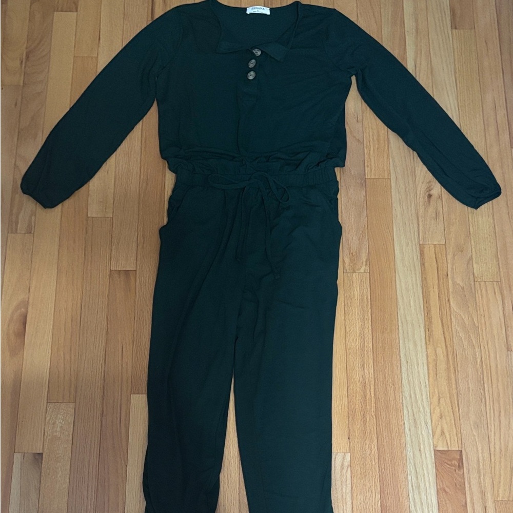 Zenana Dark green long sleeve pants romper